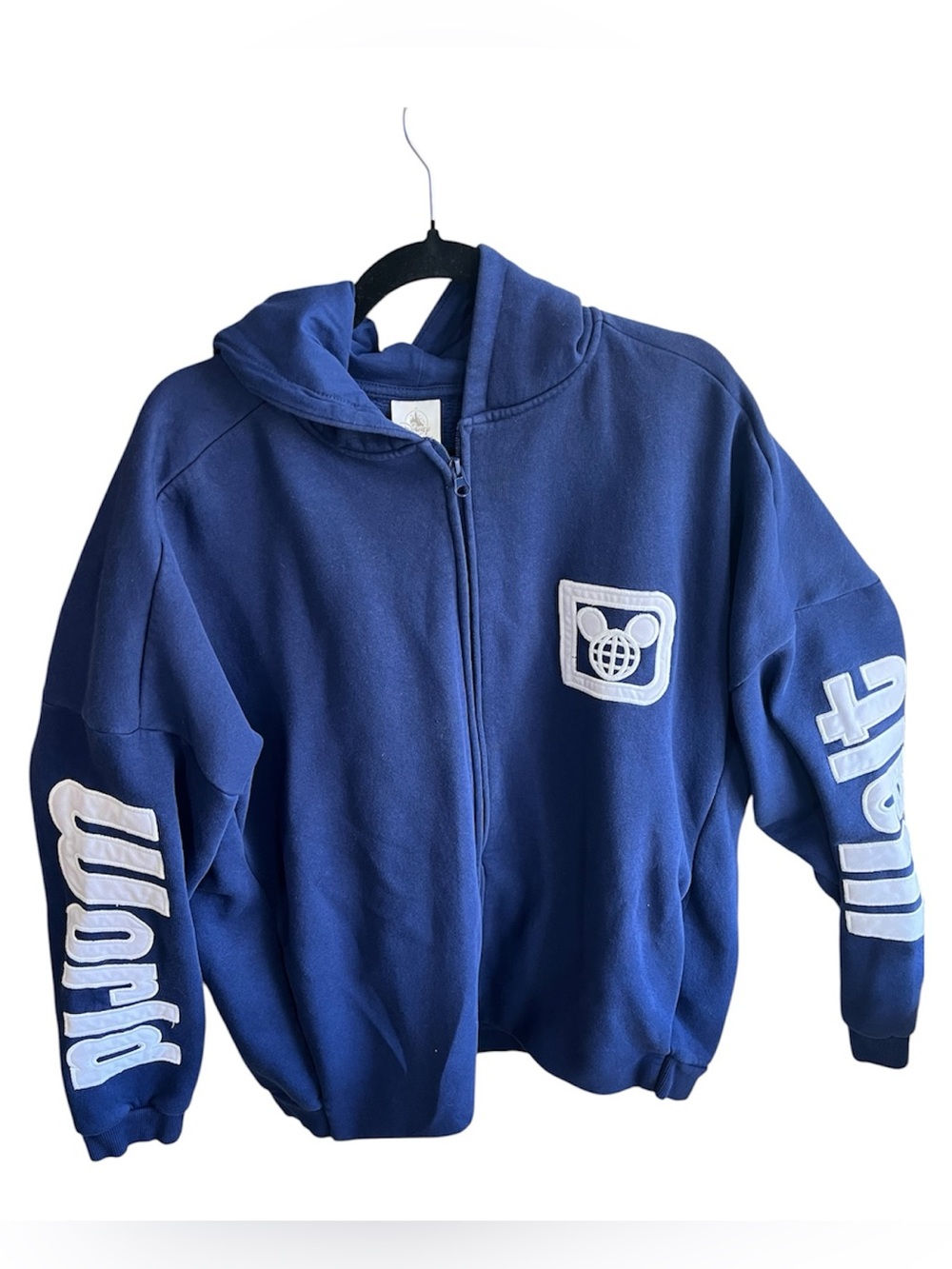 Disney Parks Zip Hoodie Jacket Blue Walt Disney World Embroidered Size XL